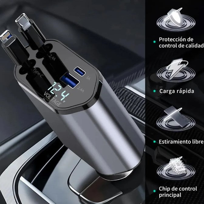 CARGADOR PARA AUTO 4 EN 1