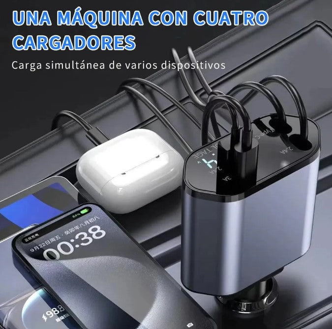 CARGADOR PARA AUTO 4 EN 1