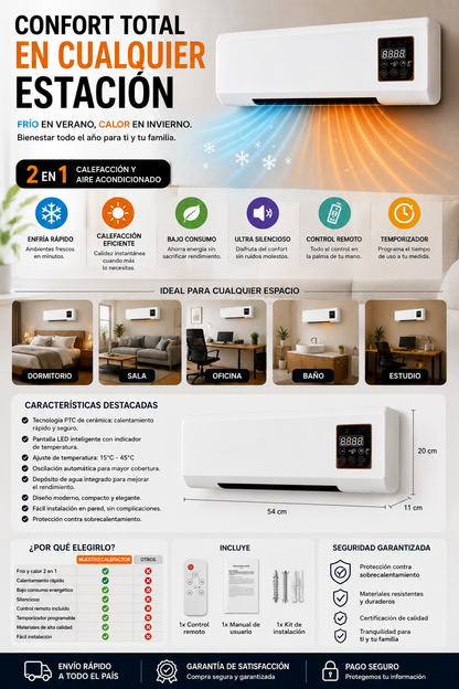 🛋mini aire portatil Calefactor compacto, potente y sin bulla ClimaSmart