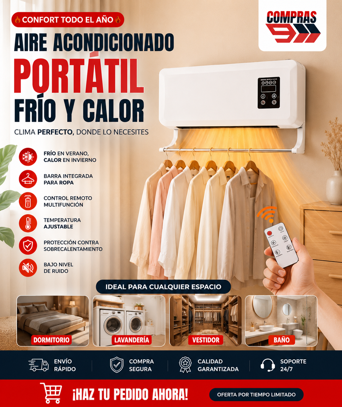 🛋mini aire portatil Calefactor compacto, potente y sin bulla ClimaSmart