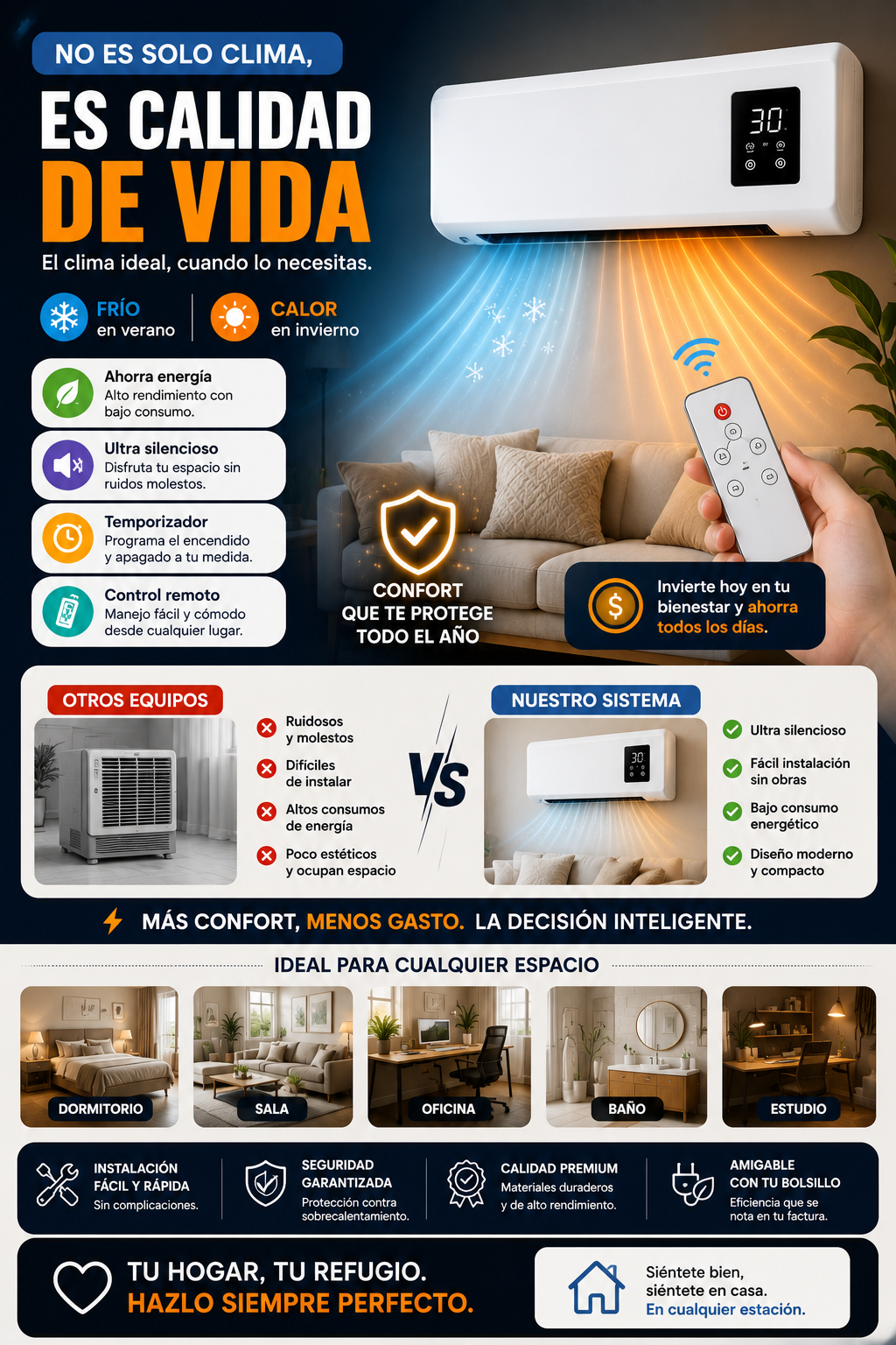 🛋mini aire portatil Calefactor compacto, potente y sin bulla ClimaSmart