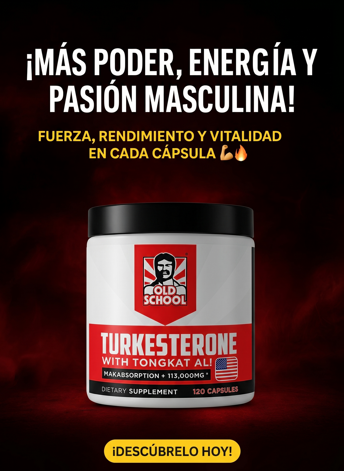 Turkesterone Old School™ – Fuerza, Resistencia y Vitalidad | 120 capsulas  | ENVÍO GRATIS y PAGA AL RECIBIR