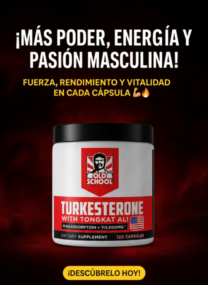 Turkesterone Old School™ – Fuerza, Resistencia y Vitalidad | 120 capsulas  | ENVÍO GRATIS y PAGA AL RECIBIR