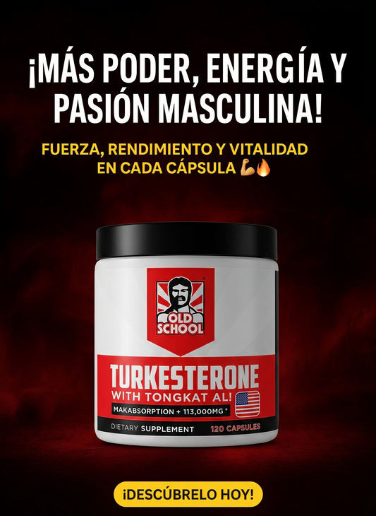 Turkesterone Old School™ – Fuerza, Resistencia y Vitalidad | 120 capsulas  | ENVÍO GRATIS y PAGA AL RECIBIR