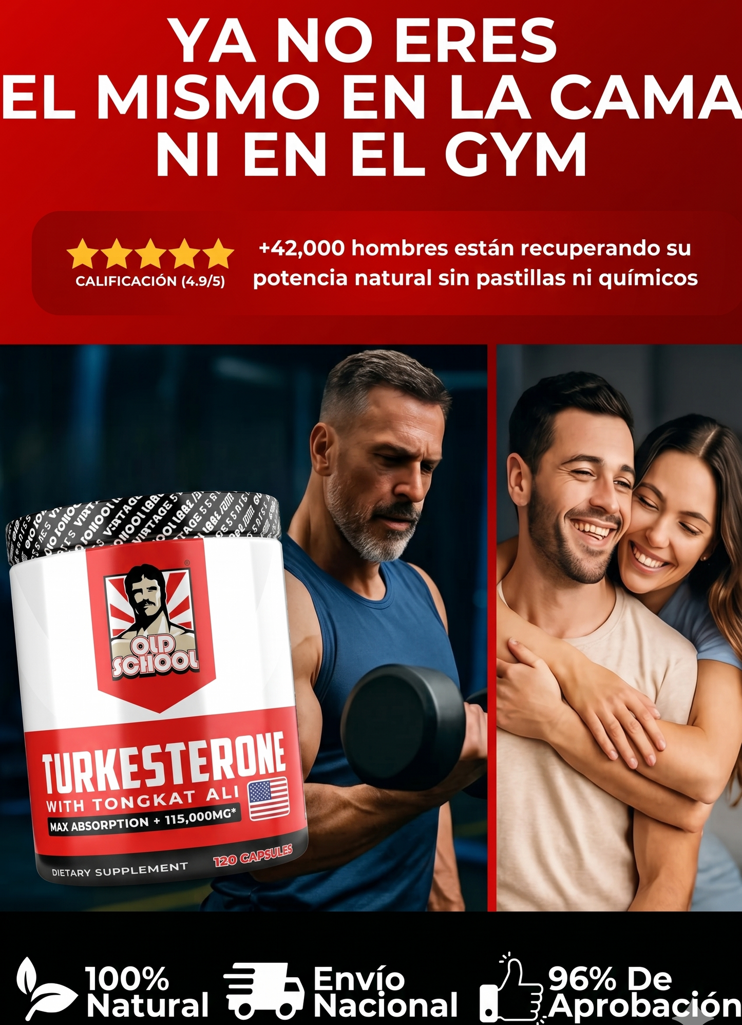Turkesterone Old School™ – Fuerza, Resistencia y Vitalidad | 120 capsulas  | ENVÍO GRATIS y PAGA AL RECIBIR