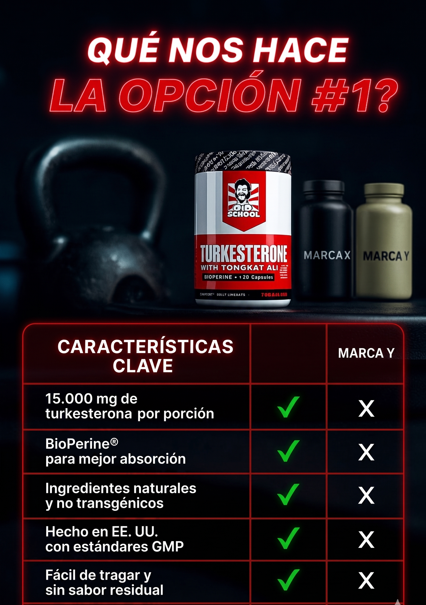 Turkesterone Old School™ – Fuerza, Resistencia y Vitalidad | 120 capsulas  | ENVÍO GRATIS y PAGA AL RECIBIR